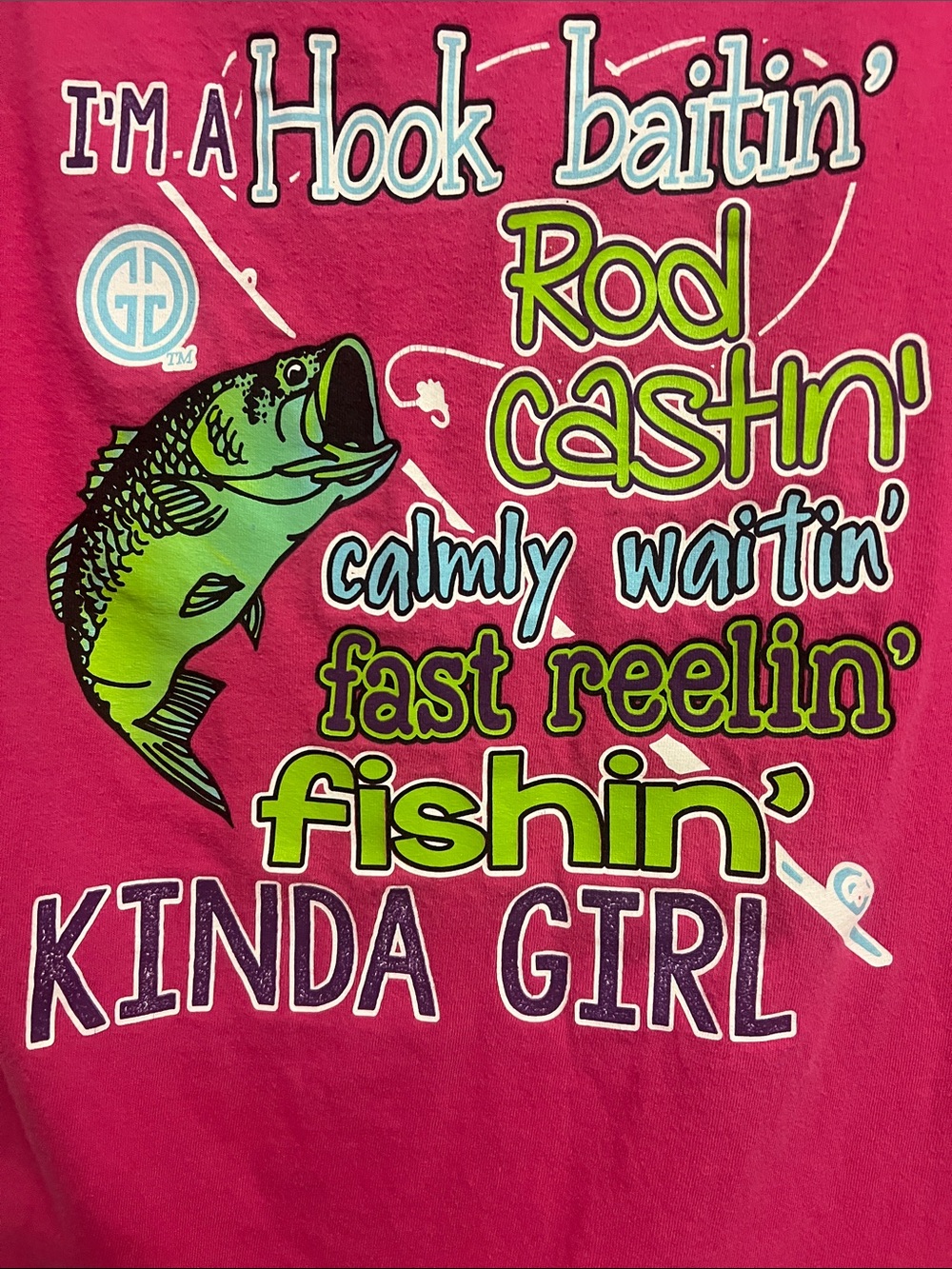 Women Girlie Girl Originals Hot Pink Fish Logo Tee